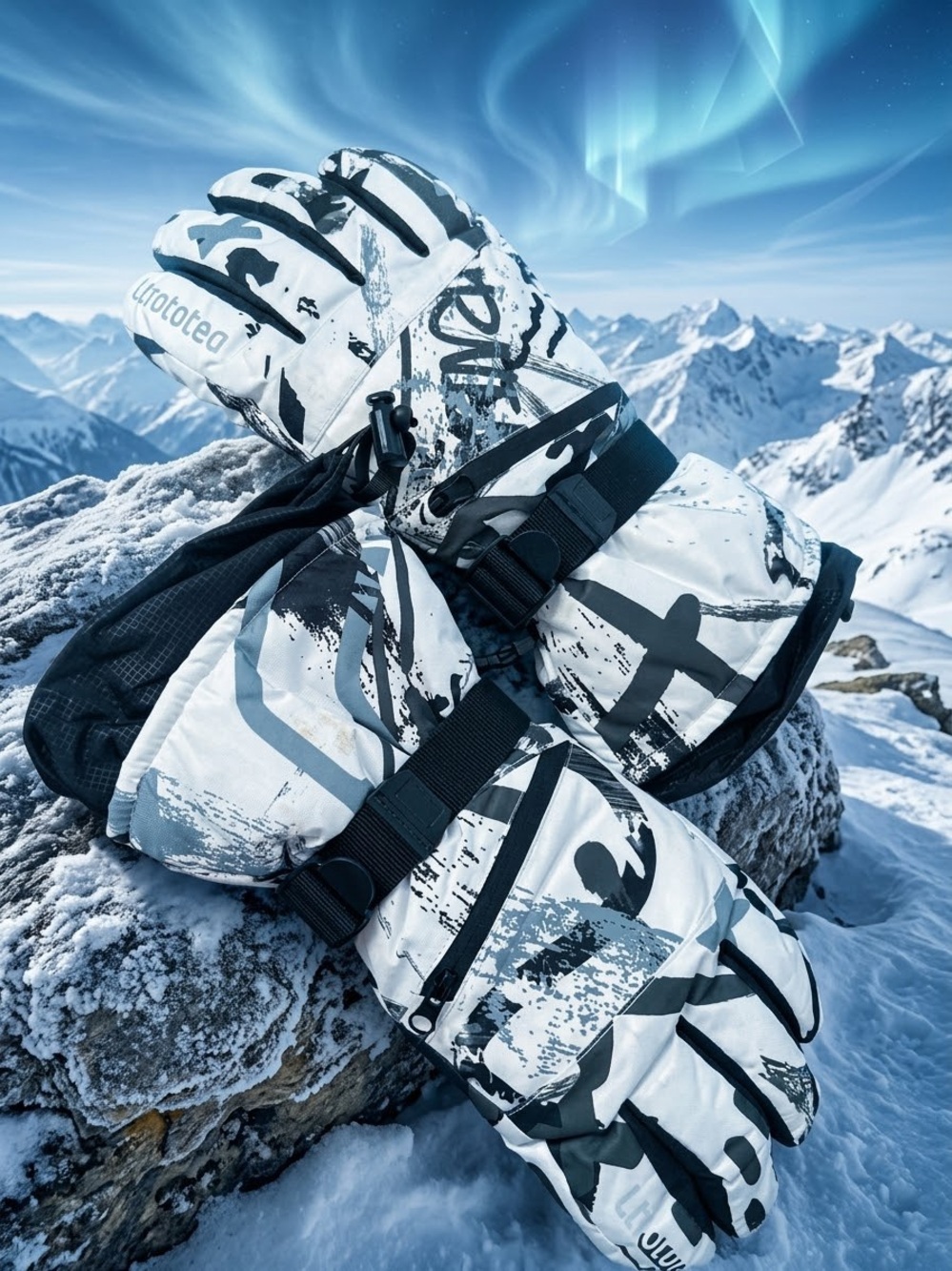 Ltrototea Waterproof Winter Ski & Snowboard Gloves - Graffiti Camo